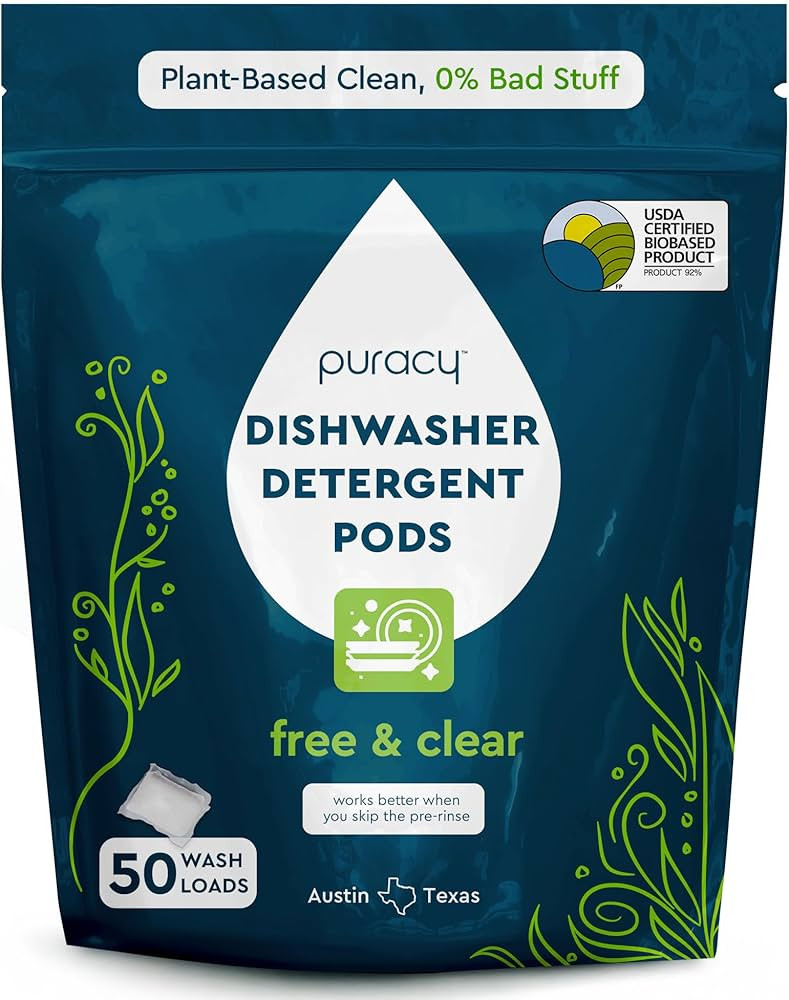 Puracy Dishwasher Pods, Dishwasher Detergent, Free & Clear Dish tabs - Enzyme-Powered, Spot & Res... | Amazon (US)