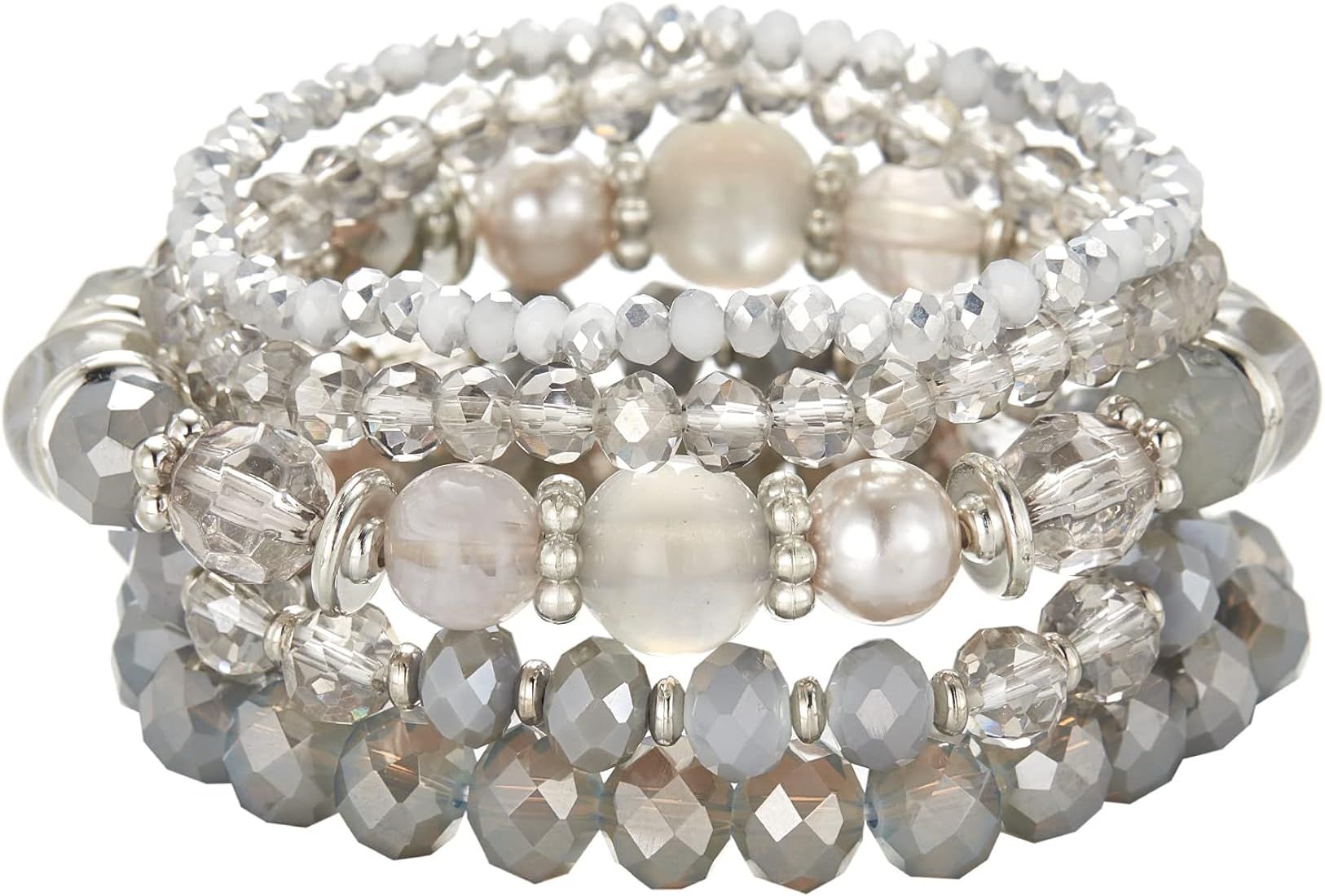 Beaded Boho Stretch Bracelet Colorful Stackable Crystal Beads Bracelets Trendy Costume Jewelry Mo... | Amazon (US)