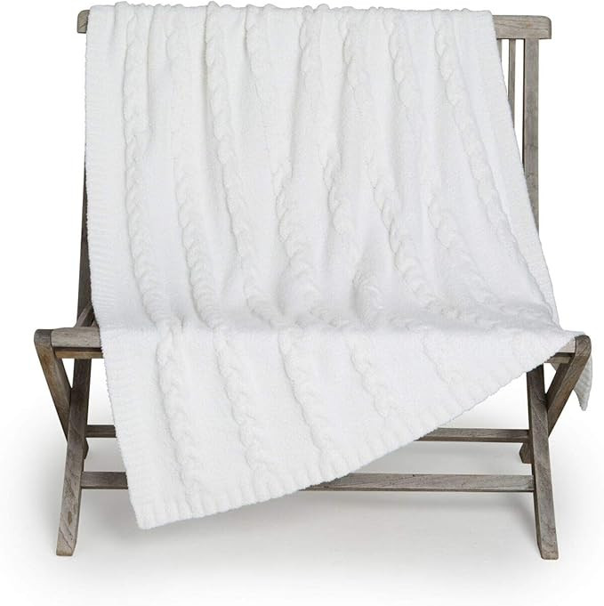 Barefoot Dreams CozyChicHeathered Cable Blanket, Lovely Throw Blanket, Home Décor, Pearl | Amazon (US)