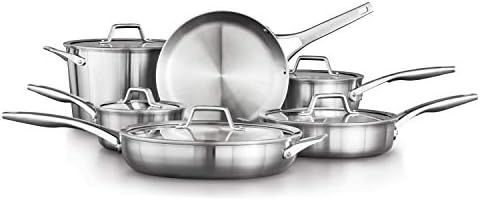Calphalon Premier Stainless Steel Pots and Pans, 11-Piece Cookware Set | Amazon (US)
