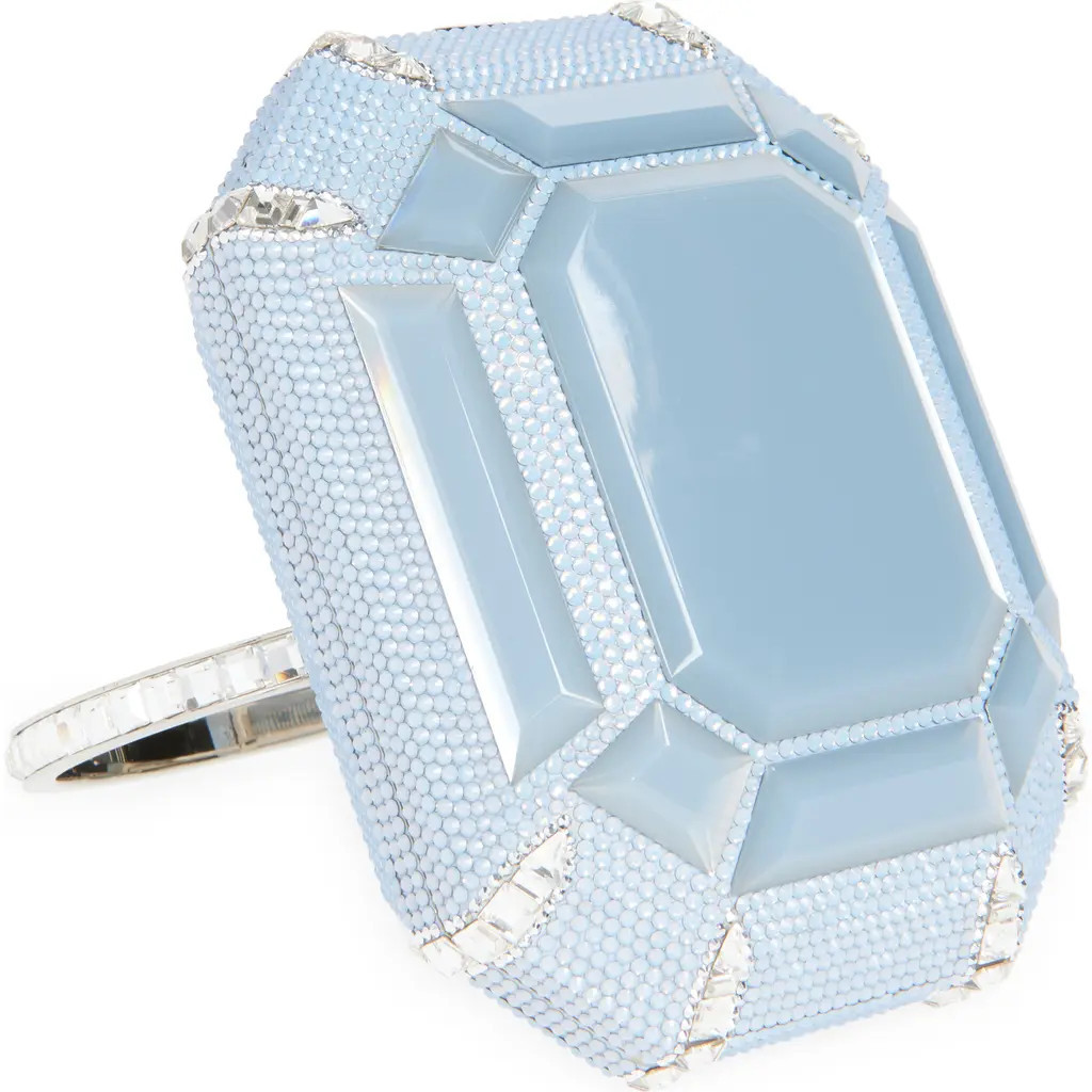 JUDITH LEIBER COUTURE Emerald Cut Ring Minaudière in Silver Sapphire Multi at Nordstrom | Nordstrom