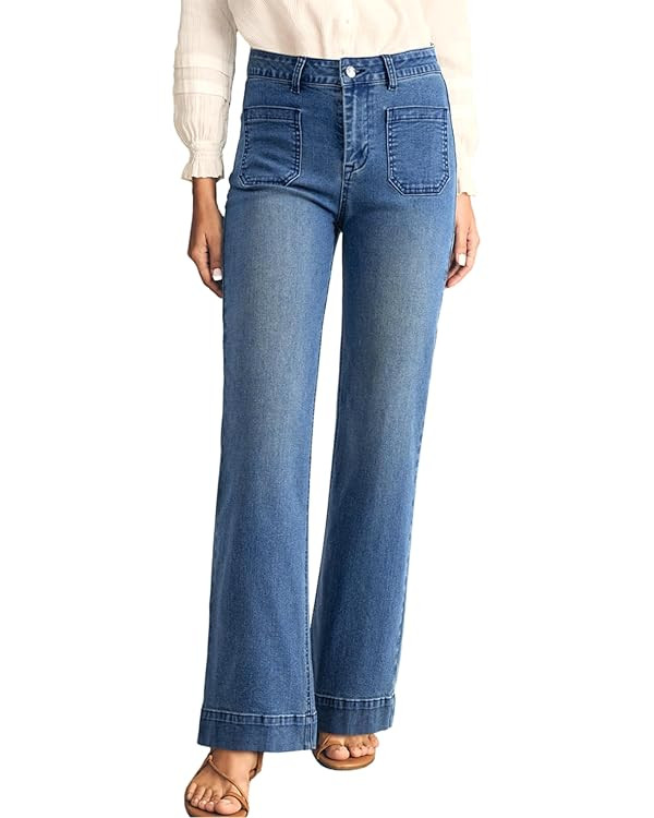 Astylish Women's Wide Leg Jeans High Waisted Stretchy Straight Leg Jeans Loose Trendy Zimbaplatin... | Amazon (US)