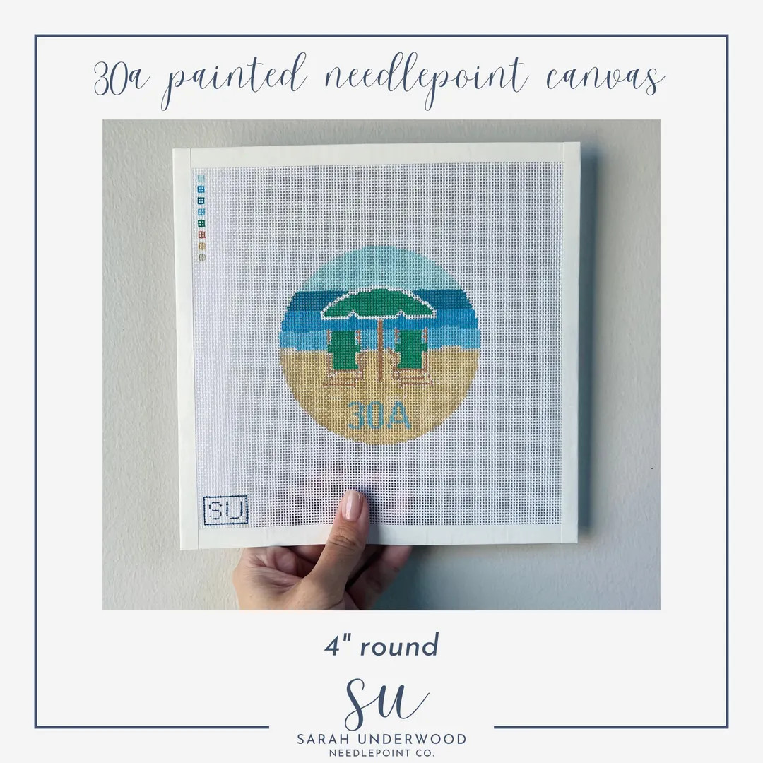 30A Round Painted Needlepoint Canvas - Etsy | Etsy (US)