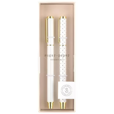 Sugar Paper Essentials 2pk Pen Set White and Black Dot | Target