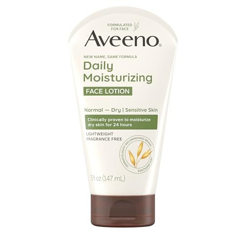 Aveeno Daily Moisturizing Face Lotion with Soothing Prebiotic Oat, Gentle Lotion Nourishes Normal to Dry Skin With Moisture, Facial Lotion for Sensitive Skin, Fragrance-Free, 5 oz | Amazon (US)