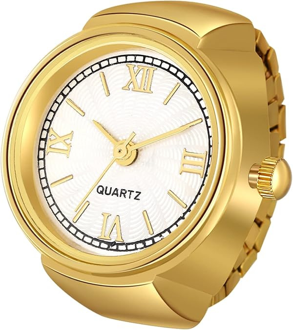 JewelryWe Men Women Finger Watch Stretchy Band Elastic Round Simple Dial Quartz Ring Watches for ... | Amazon (US)