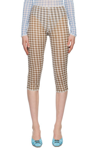 Beige Check Trousers | SSENSE