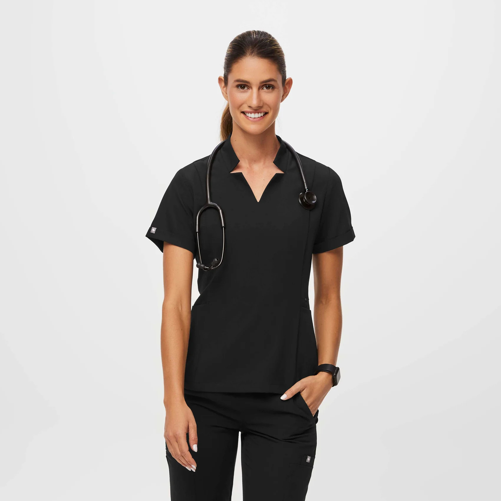 Women’s Inala Scrub Top - Black · FIGS | FIGS