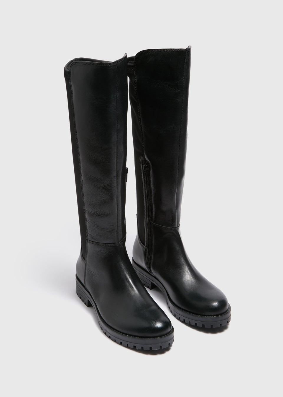 Black Suede Panel Knee Boots | Matalan (UK)
