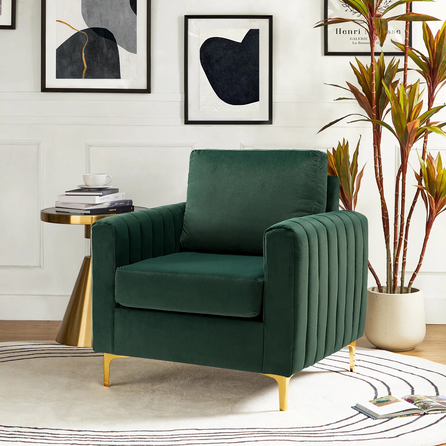 Cedarpoint Upholstered Velvet Tufted Club Chair | Wayfair North America