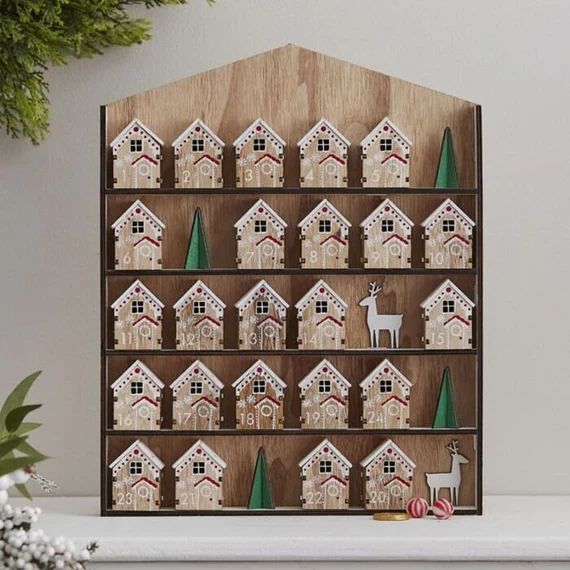 Christmas Advent Calendar Houses Fill Your Own Wooden Advent | Etsy | Etsy (US)