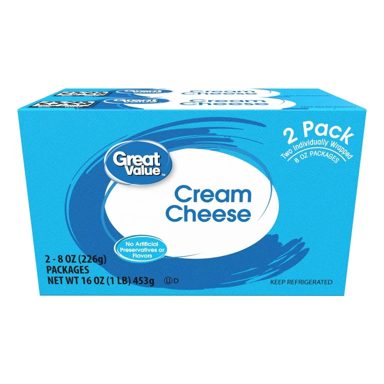 Great Value Cream Cheese Brick, 8 oz Block, 2 Pack | Walmart (US)