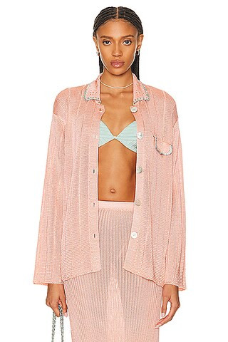 Calle Del Mar Long Sleeve Wide Rib Shirt in Shell | FWRD | FWRD 