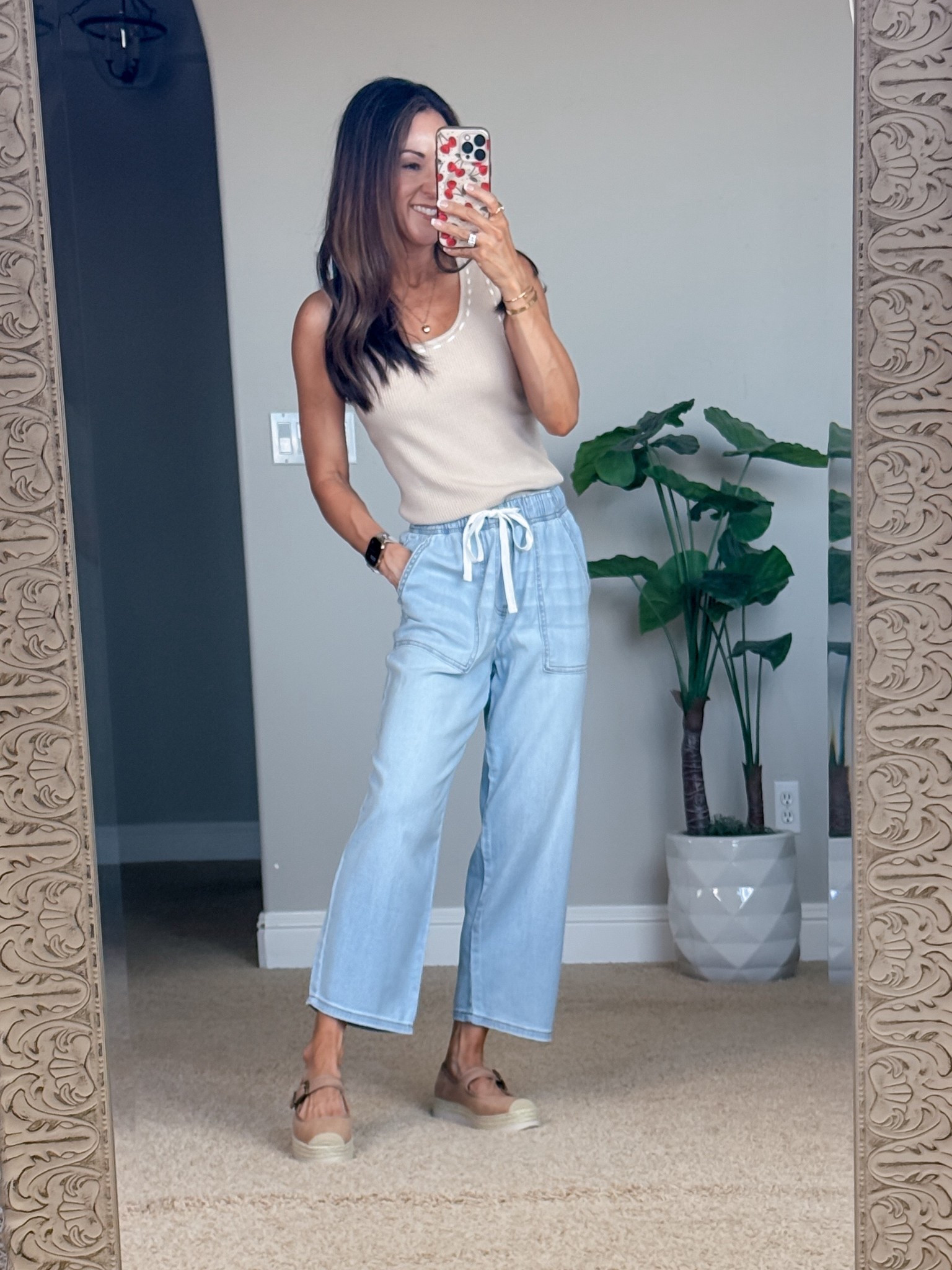 For ref: I’m 5’1”, 108lbs
Tank XS
Lightweight Soft Straight Cropped Jean XS Short

Espadrilles 7 (go up a half size if in between sizes)
I linked a similar pair of braided sandals  



#LTKOver40 #LTKPetite #LTKootd