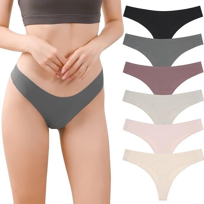 BIONEK Seamless Thong For Women Thong Underwear No Show Soft G-String Low Waist T-Back Thong Pant... | Amazon (US)