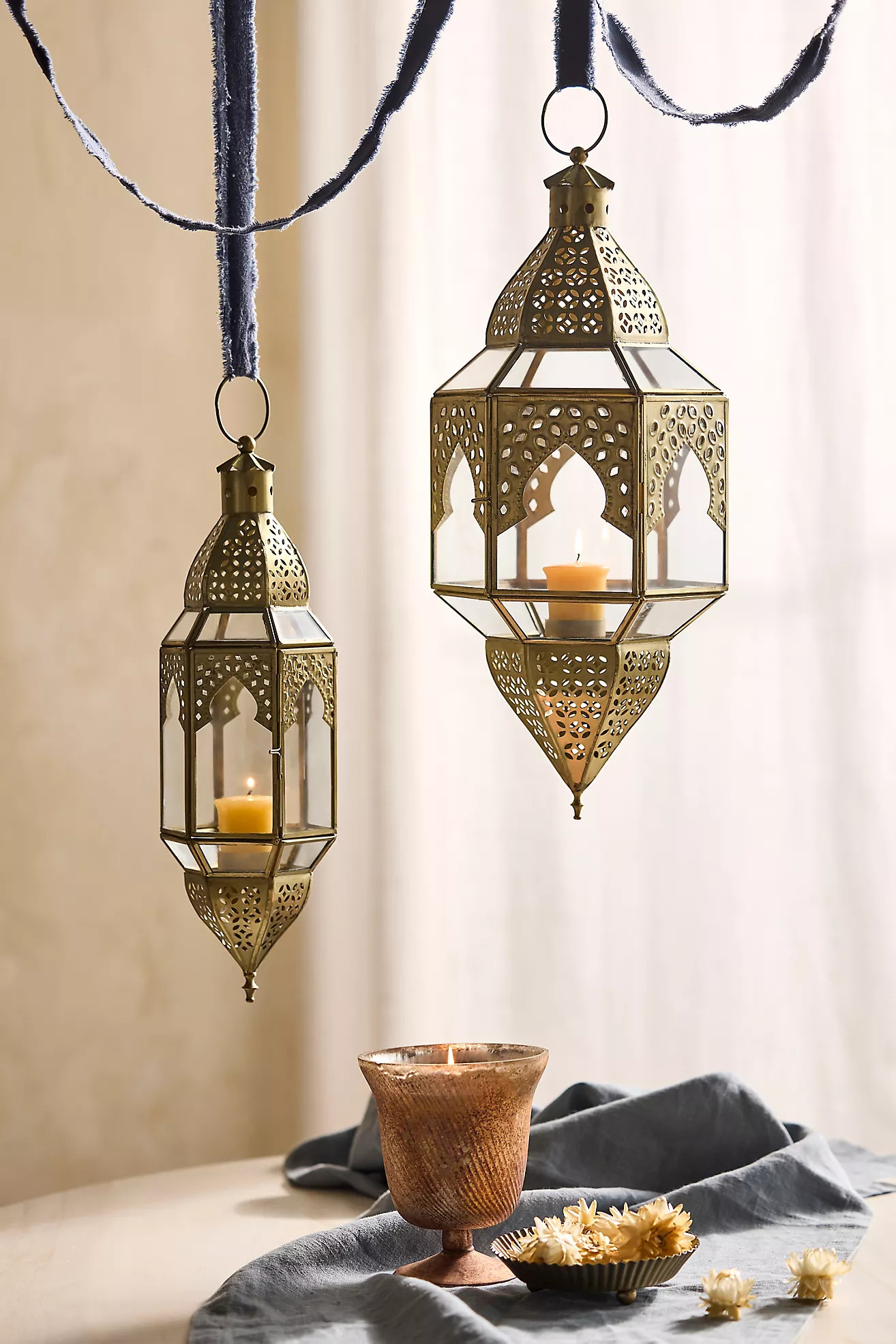 Punched Gold + Glass Lantern | Anthropologie (US)