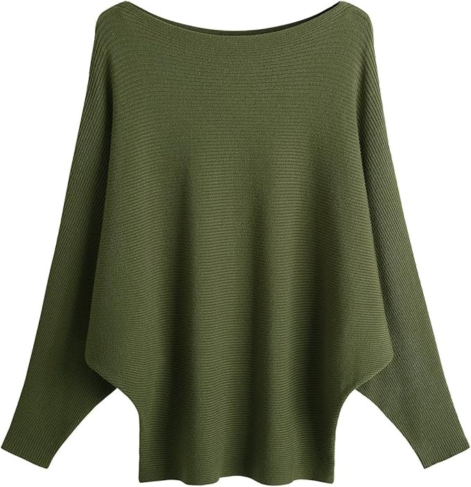 GABERLY Boat Neck Batwing Sleeves Dolman Knitted Sweaters and Pullovers Tops for Women | Amazon (US)