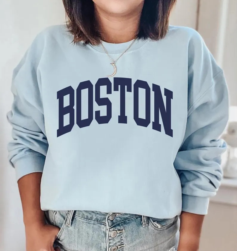 Boston Sweatshirt, Navy Blue Boston, Vintage Sweatshirt Crewneck Varsity Style Cozy Trendy Boston... | Etsy (US)
