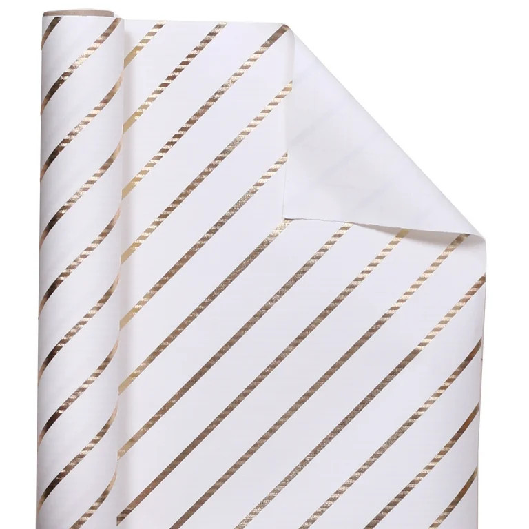 Gold Metallic Stripe Christmas Wrapping Paper, 25 Square feet Single Roll by My Texas House | Walmart (US)