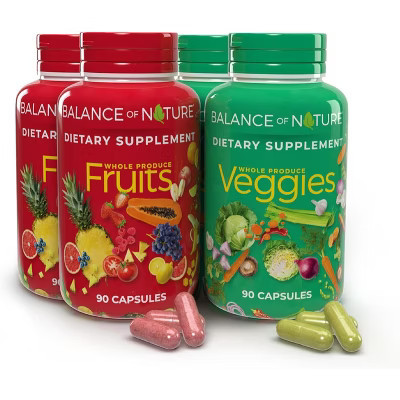 Balance of Nature Fruits & Veggies Supplements - Whole Fruit and Vegetable Ingredients - 90 Fruits Capsules, 90 Veggies Capsules - 2 Sets | Target