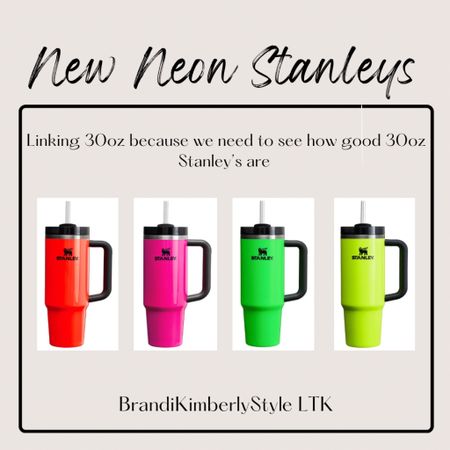Y’all! Stanley came out with a new line of neon colors.  If you love that highlighter look, you have a choice of 4 colors 💕 also can we take a minute to recognize that a 30oz Stanley is probably the best size? Not too big, easy to commute and still keeps you hydrated BrandiKimberlyStyle new Stanley cups, tumblers, water 

#LTKhome #LTKSeasonal