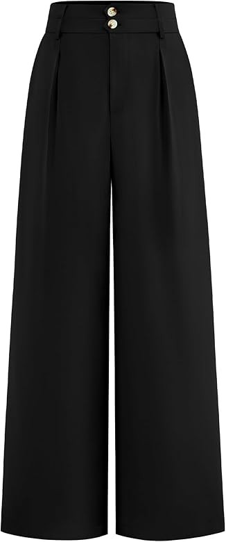 BTFBM Women Wide Leg Dress Pants 2025 High Waisted Button Pleated Business Casual Trousers Office... | Amazon (US)