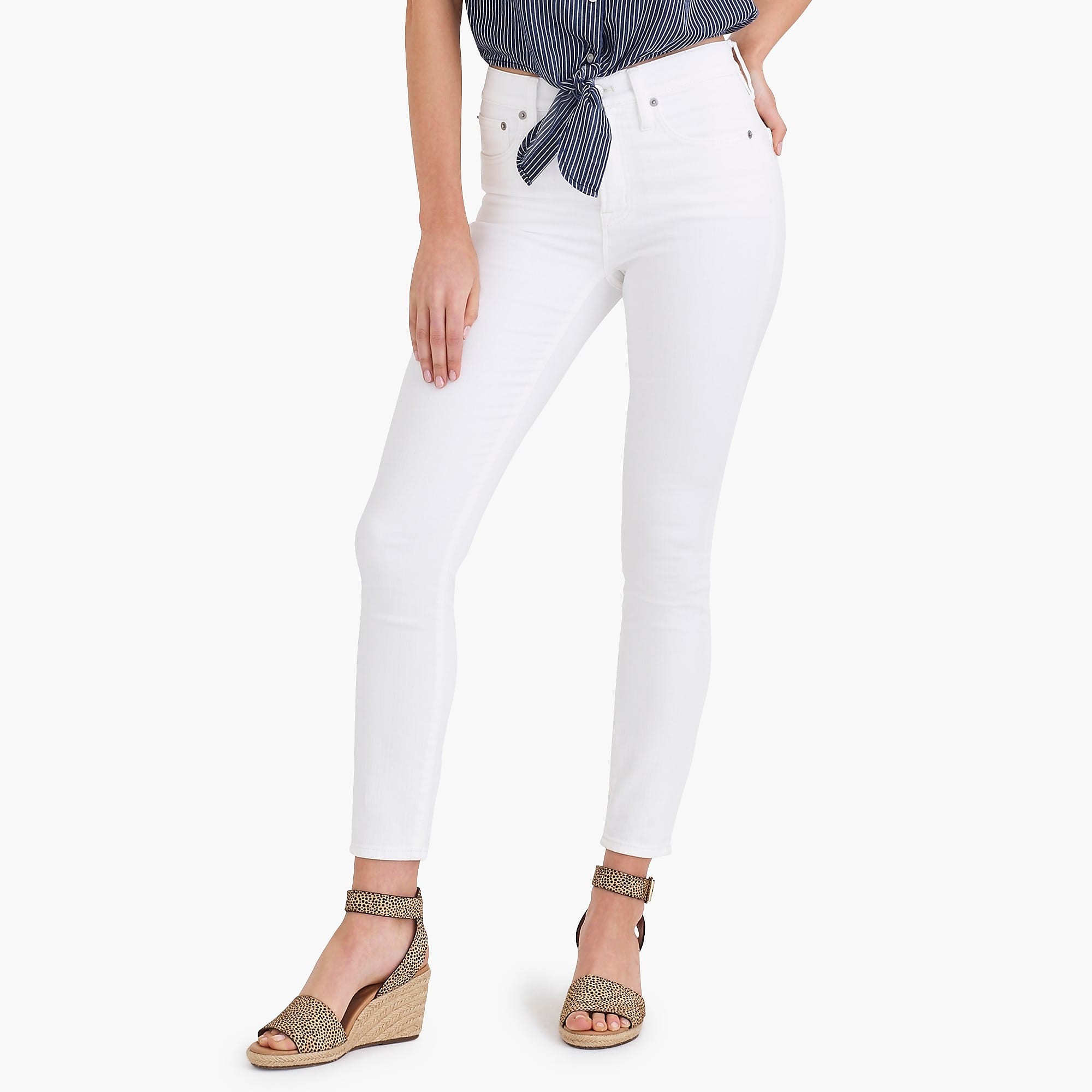 9" high-rise skinny jean in white denim | J.Crew Factory