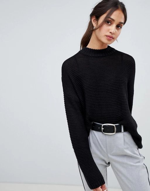 Bershka knitted sweater in black | ASOS US