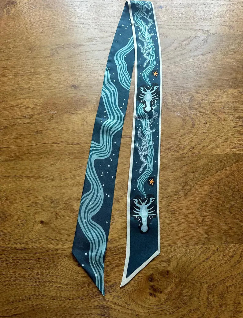 100% Mulberry Silk Under Sea, Tree, Phoenix and Fire Scarves, Hair Scarf, Scarf for Bags, Belt, S... | Etsy (US)