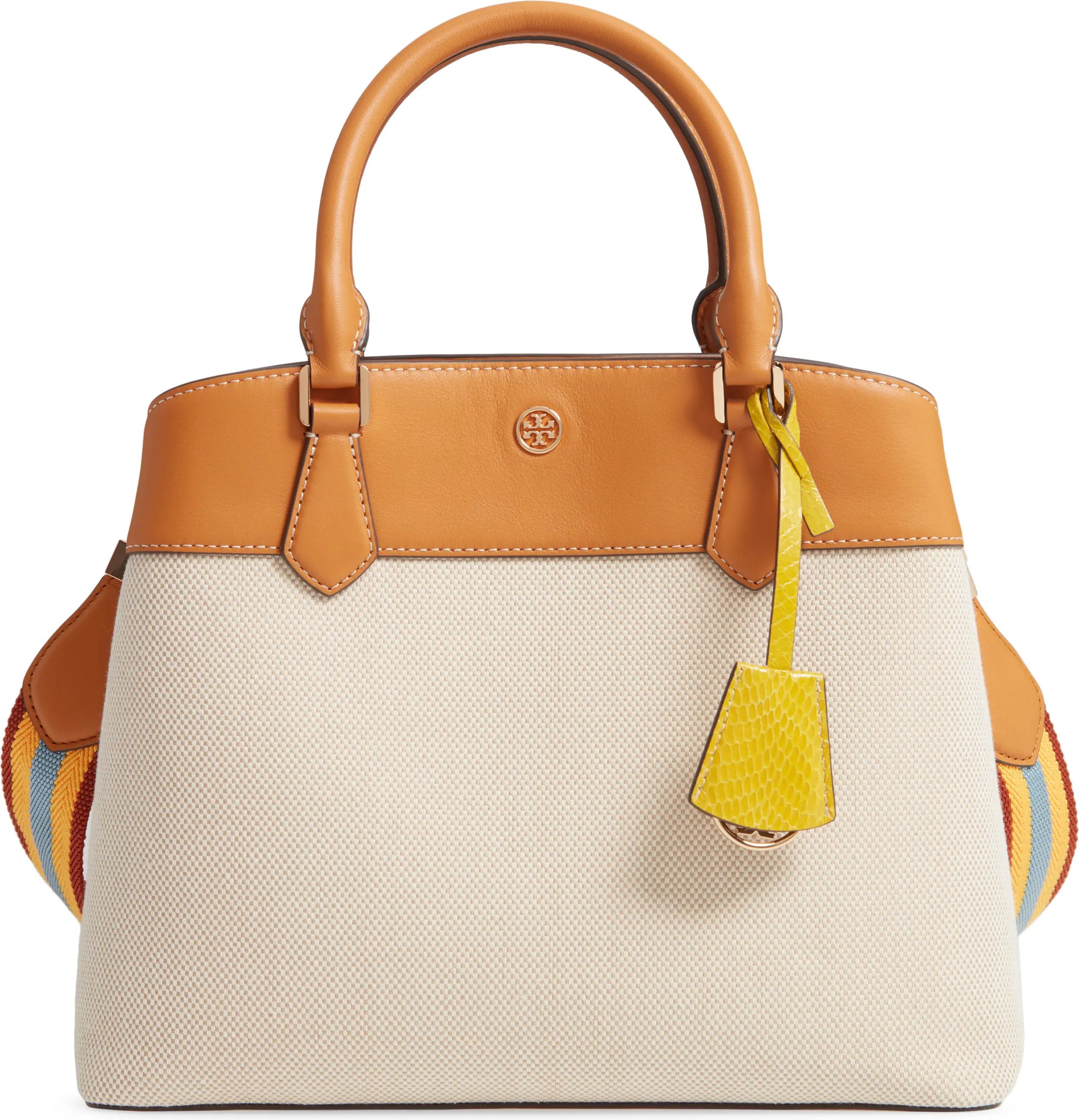 Tory Burch Robinson Canvas & Leather Triple Compartment Bag | Nordstrom