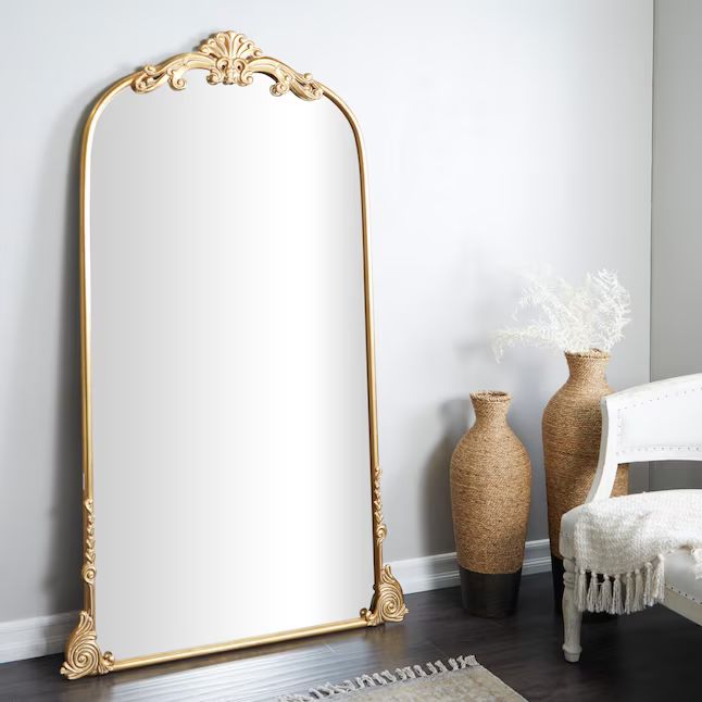Grayson Lane 42-in W x 73-in H Arch Gold Tall Ornate Arched Acanthus Framed Floor Mirror | Lowe's