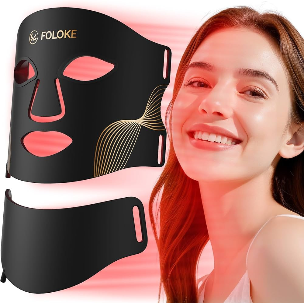 FOLOKE LED Light Therapy Mask Skin Care ， LEDs face mask & neck mask Red - Wavelength for Home ... | Amazon (US)