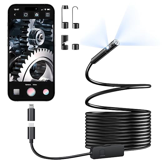 [Dual-Lens] Endoscope Camera with Light, 1920P HD Borescope with 8+1 Adjustable LED Lights, IP67 ... | Amazon (US)