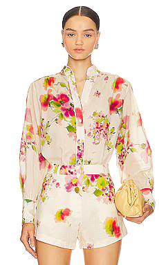 Karina Grimaldi Felicity Print Blouse in White Tuscan Flowers from Revolve.com | Revolve Clothing (Global)