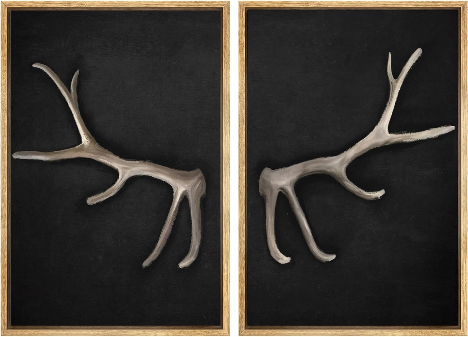 MUDECOR Framed Canvas Print Wall Art Rustic Antler Minimalist Antler Illustrations Modern Art Dec... | Amazon (US)