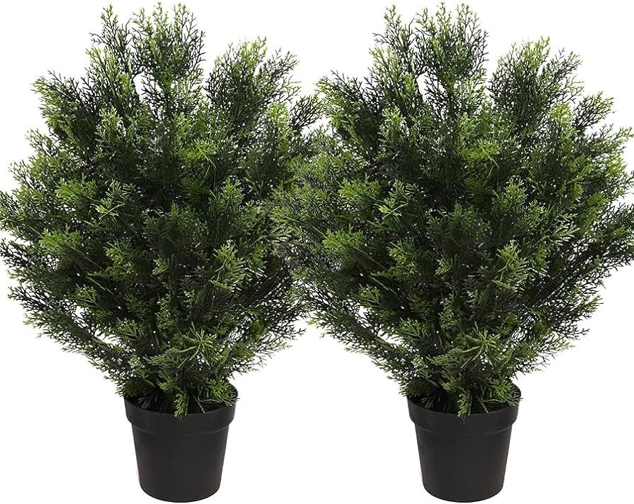 31 Inch Artificial Cedar Topiary Tree 2.6ft Faux Bushes Cypress Plant with Pot for Indoor/Outdoor | Amazon (US)