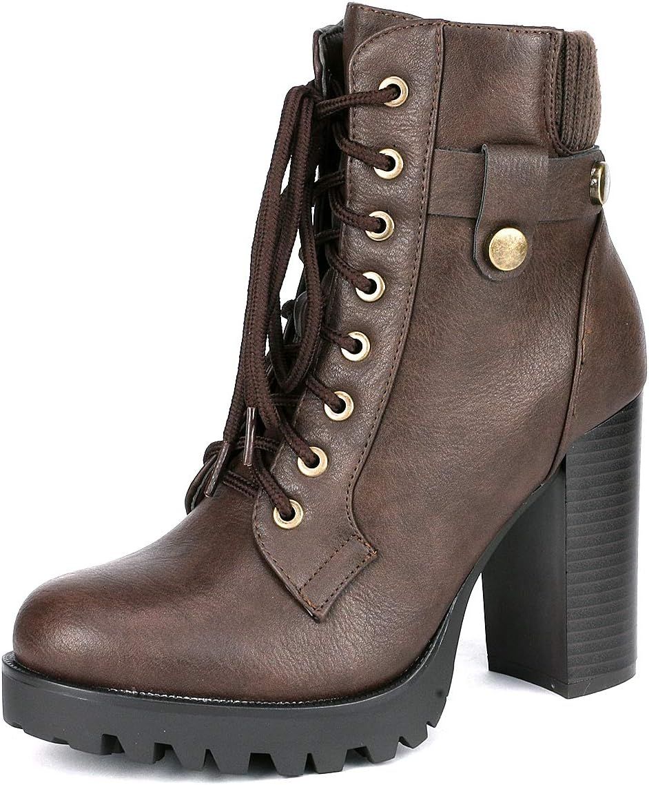DREAM PAIRS Women's Fashion Ankle Boots - Chunky High Heel Booties | Amazon (US)