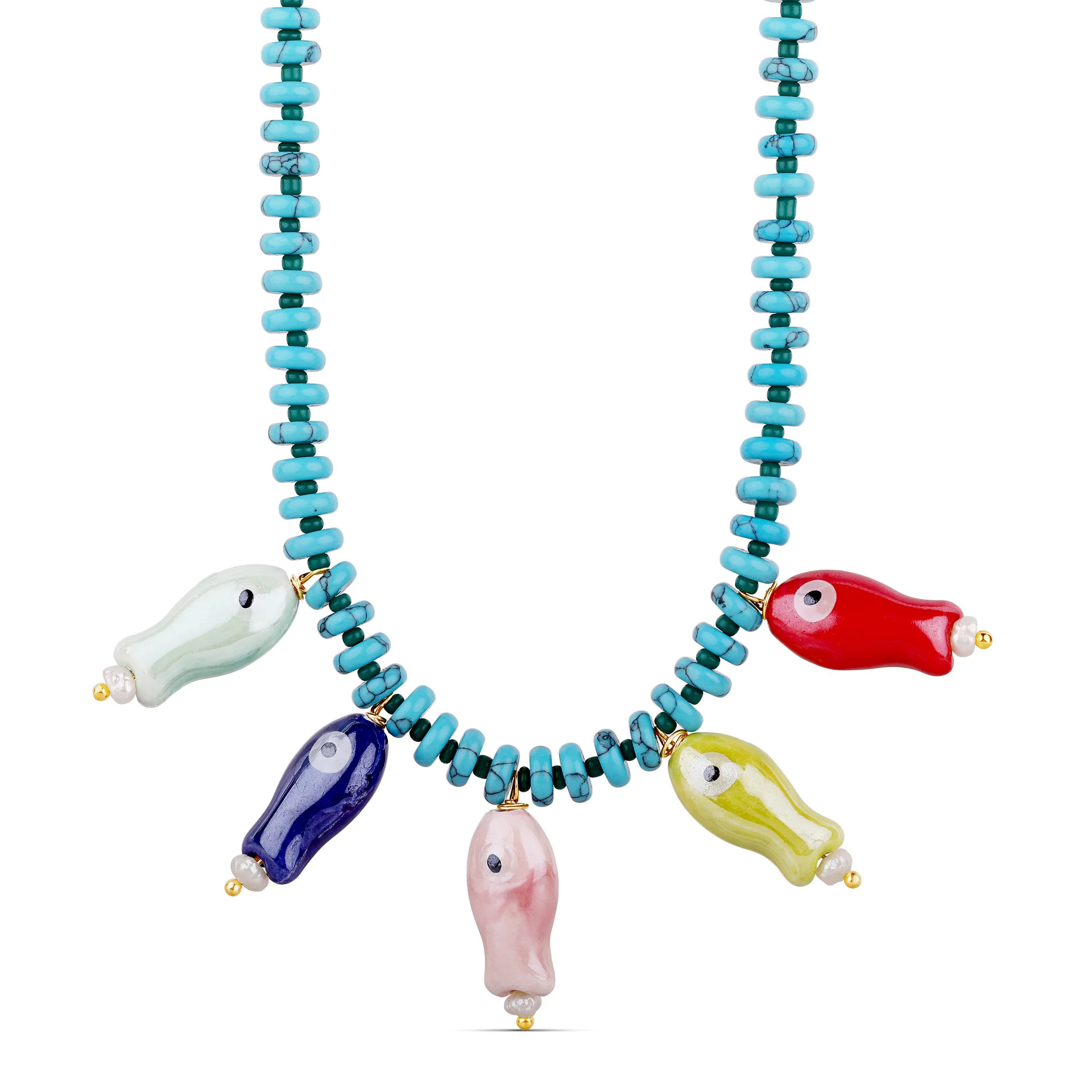 Turquoise Evil Eye Fish Necklace | Hannah B Jewelry