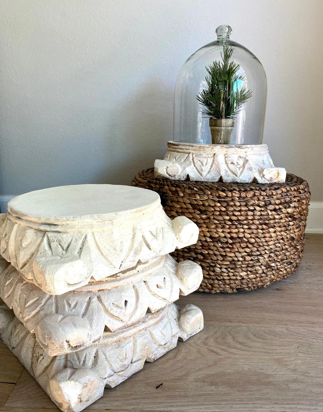 Wood Riser, hand carved, Architectural - antique RELIC design pedestal, Darby Mack | Etsy (US)