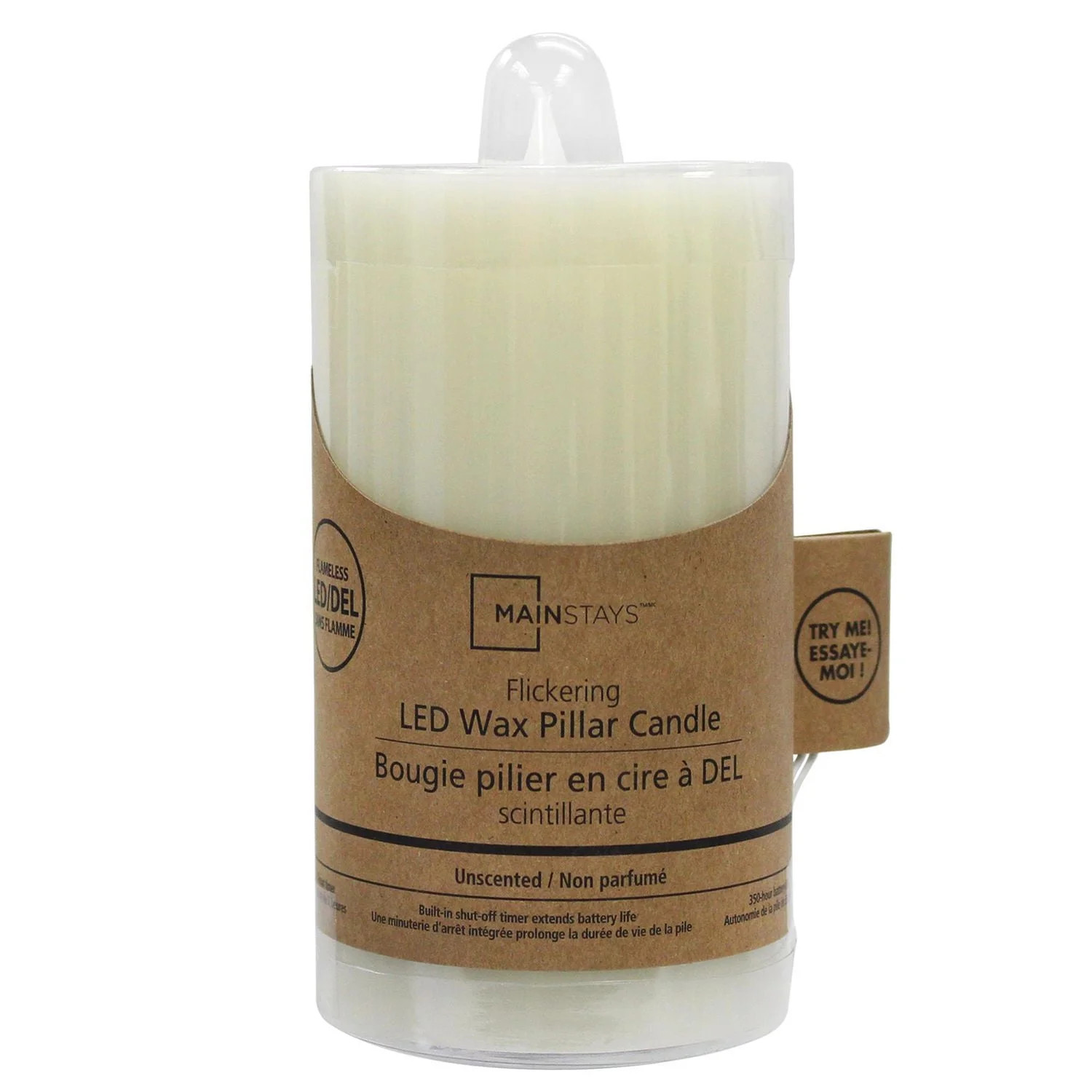 Mainstays Unscented Flickering LED Wax Pillar Candle | Walmart (CA)