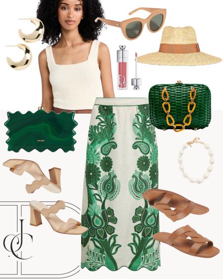 Stand out in this gorgeous midi skirt with floral scalloped edges.  Emerald green is one of my favorite colors to wear so of course  I paired this skirt with a matching clutch  

Spring outfit, summer outfit, skirt, sun hat, casual outfit, sunglasses

#LTKshoecrush #LTKover40 #LTKstyletip