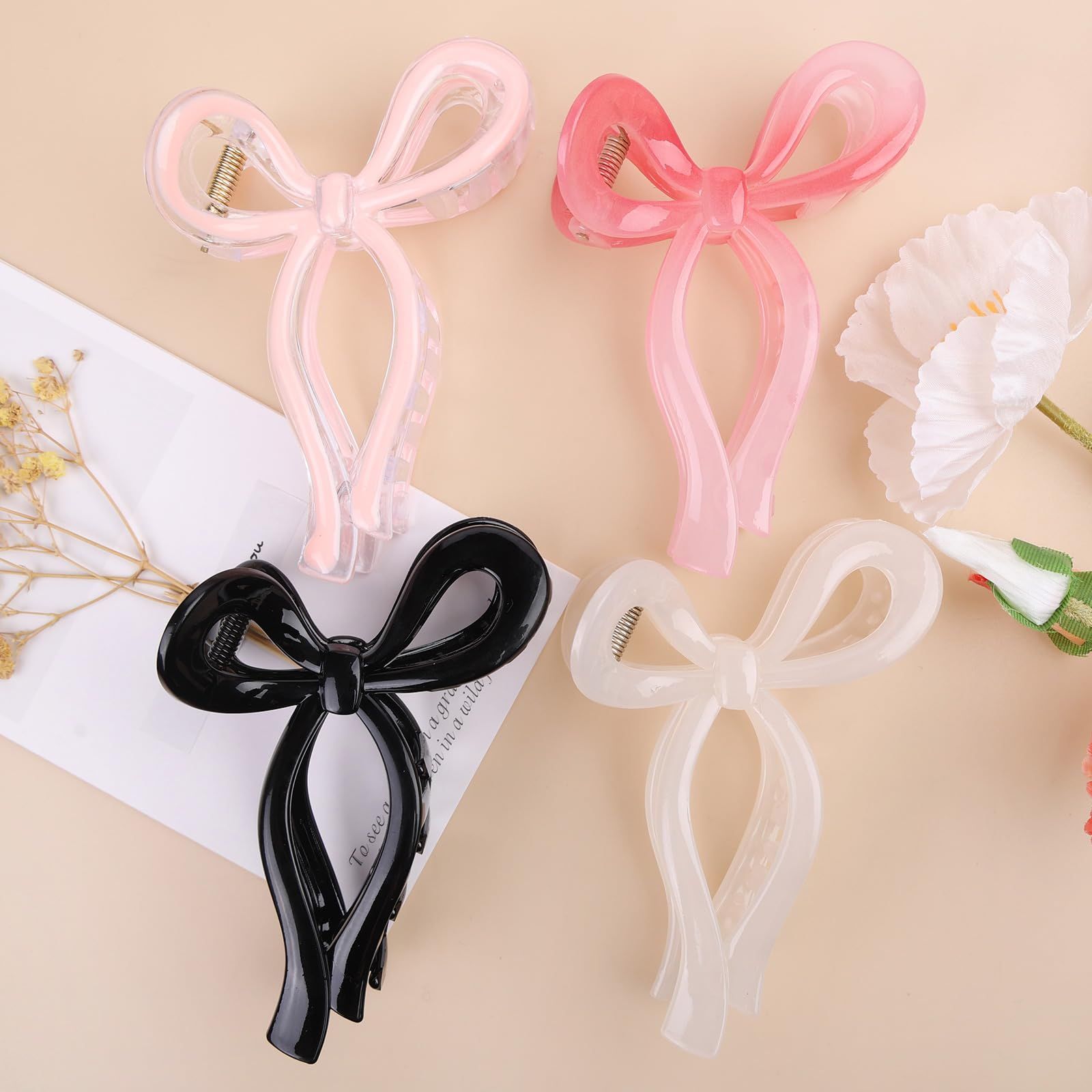 4 Pcs Bow Hair Clips Elegant Hair Claw Butterfly Hair Accessories for Girls Nonslip Butterfly Clips Hair Styling Accessories for Women | Amazon (US)