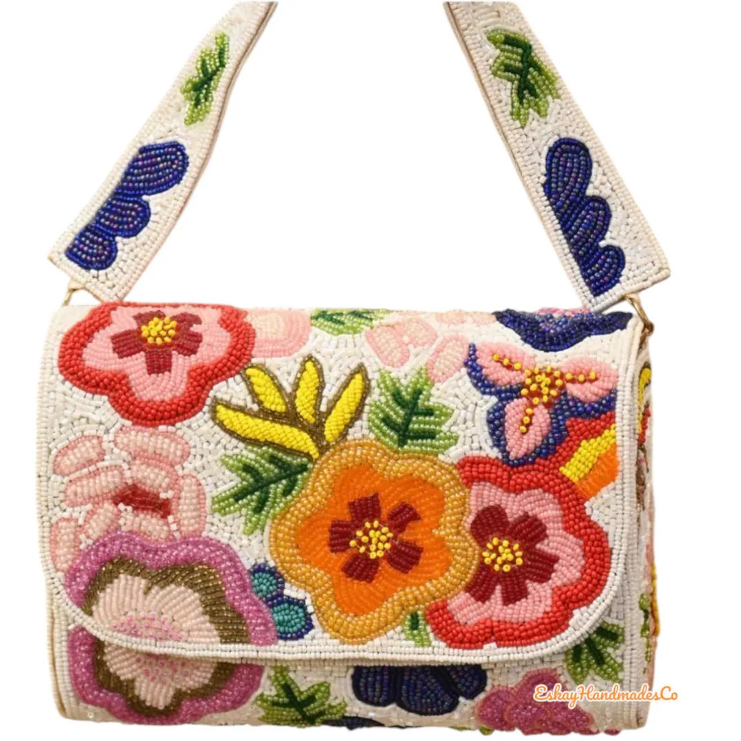 Handmade Floral Beaded Crossbody Bag, Colorful Embroidered Boho Clutch, Beaded Purse for Women, G... | Etsy (US)