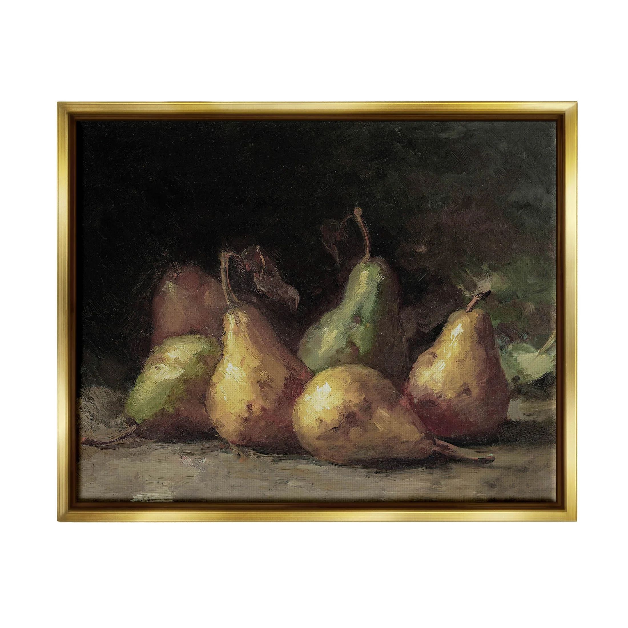 Classic Pears Still Life Food & Beverage Painting Metallic Gold Framed Art Print Wall Art | Walmart (US)