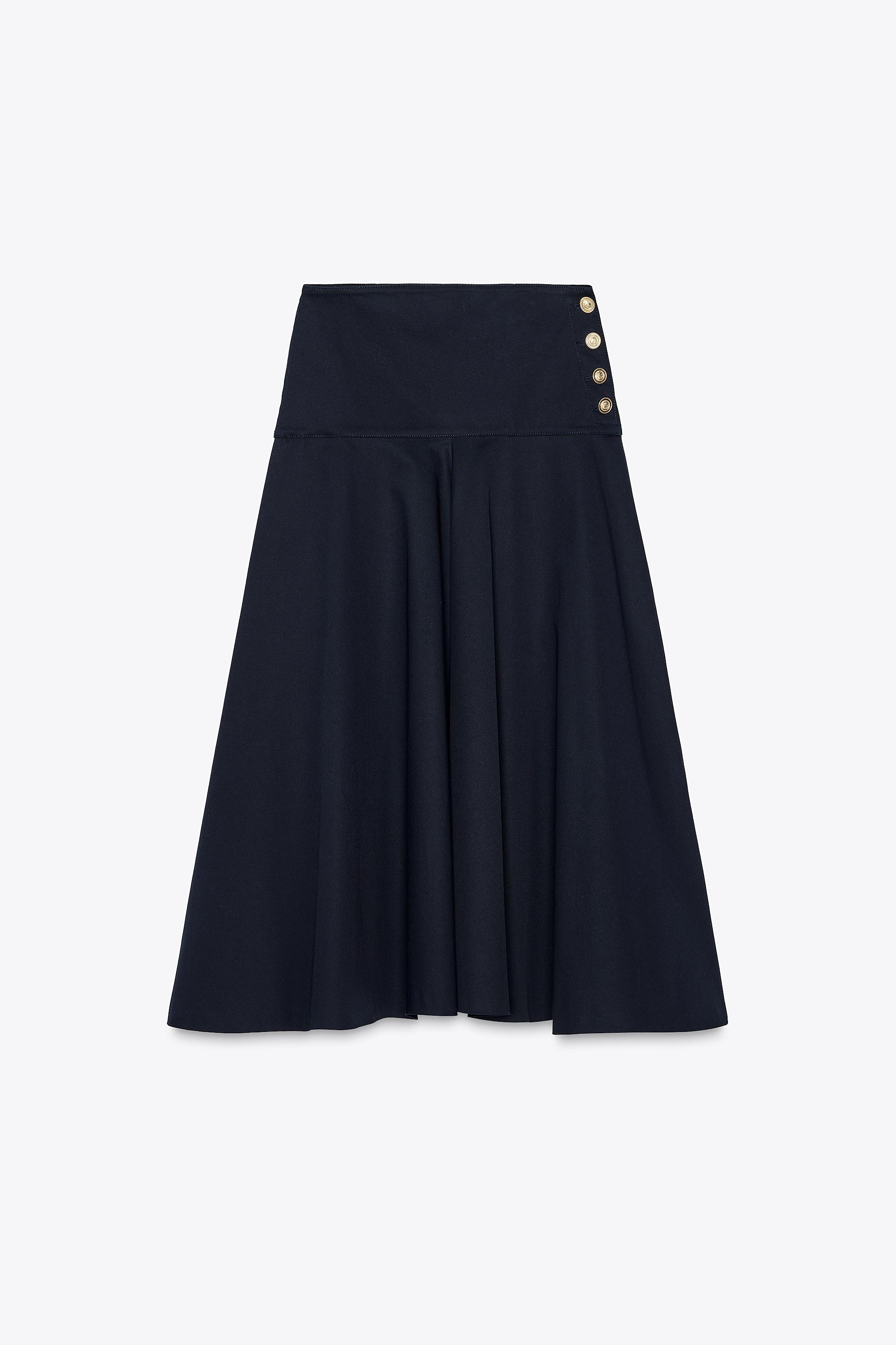 ZW COLLECTION PAPER BAG WAIST SKIRT WITH BUTTONS | Zara US