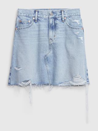 High Rise Denim Mini Skirt with Washwell | Gap (US)