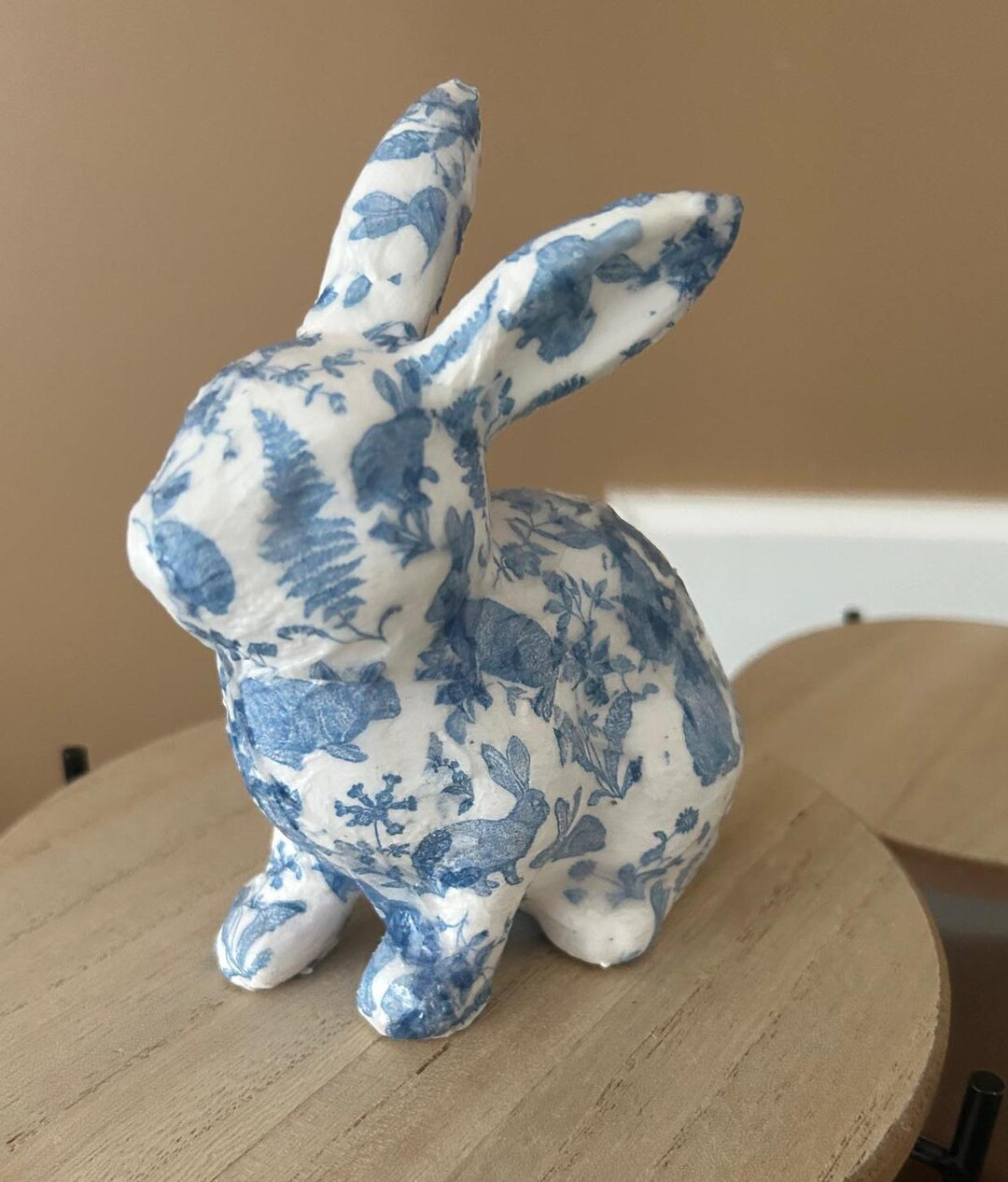 Ceramic Bunny, Decoupage, Spring, Easter, Blue and White Bunny. - Etsy | Etsy (US)