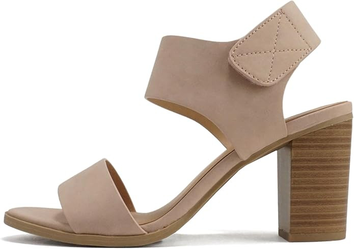 Soda WAIT-A ~ Women Open Round Toe Chunky Heel Ankle Strap High Heel Dress Sandals | Amazon (US)