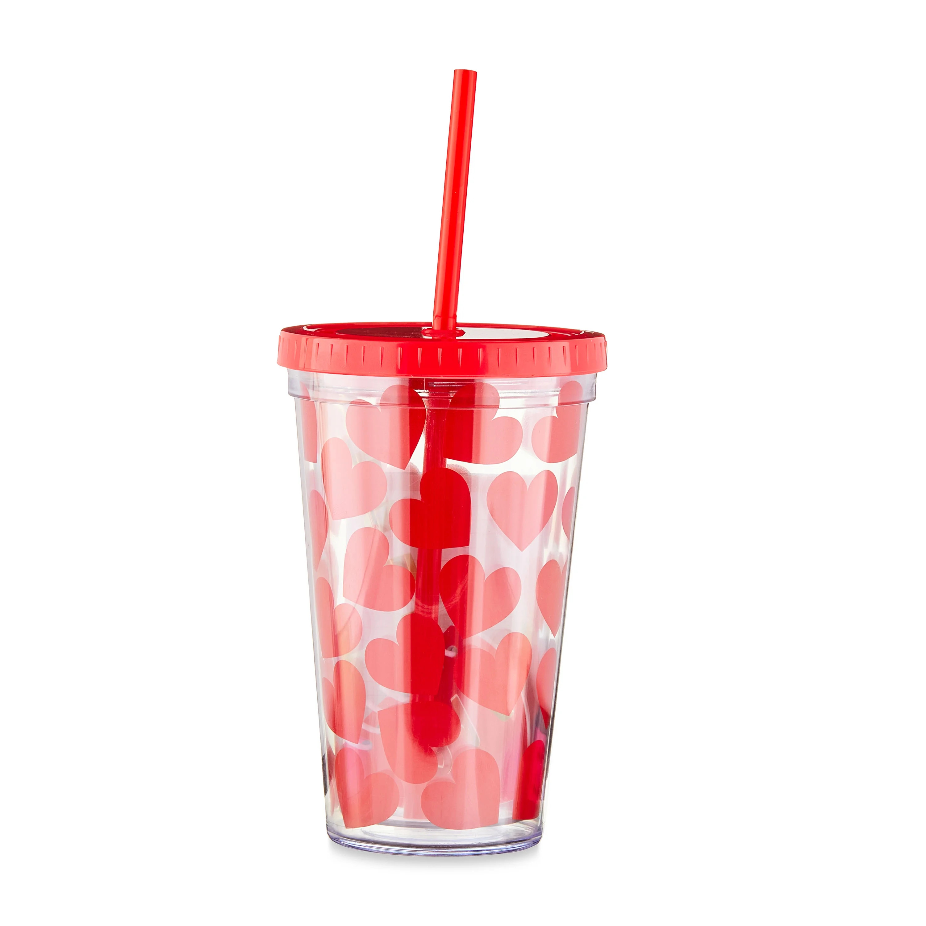 18 oz. Heart Tumbler Gift Set, Way To Celebrate, Plastic and Paper Material, Valentine Gifts | Walmart (US)