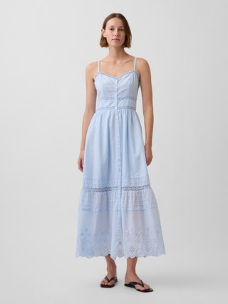Lace-Trim Button-Front Maxi Dress | Gap (CA)